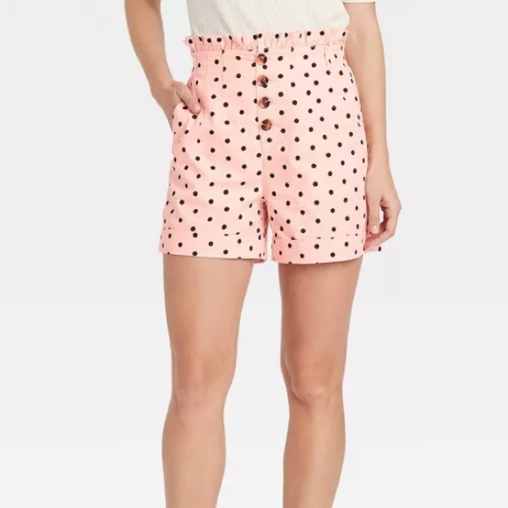 Paper Bag Waist Polka Dot Shorts